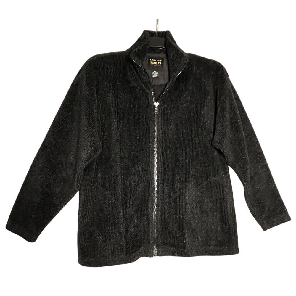Vintage 90's‎ Limited Sport USA Fleece Jacket Black Cozy Medium Large